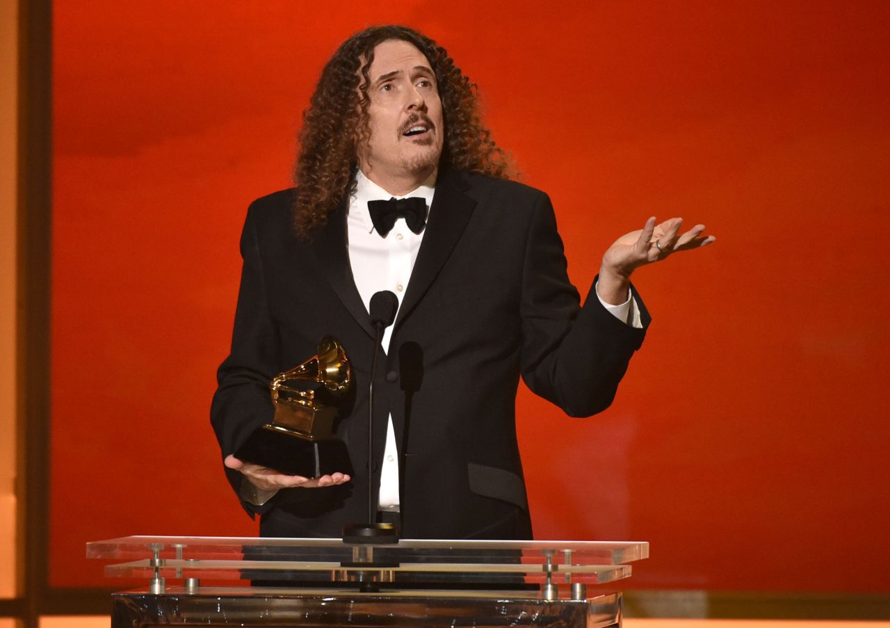 "Weird Al" Yankovic accepts the award for Best Comedy Album ("Mandatory Fun").