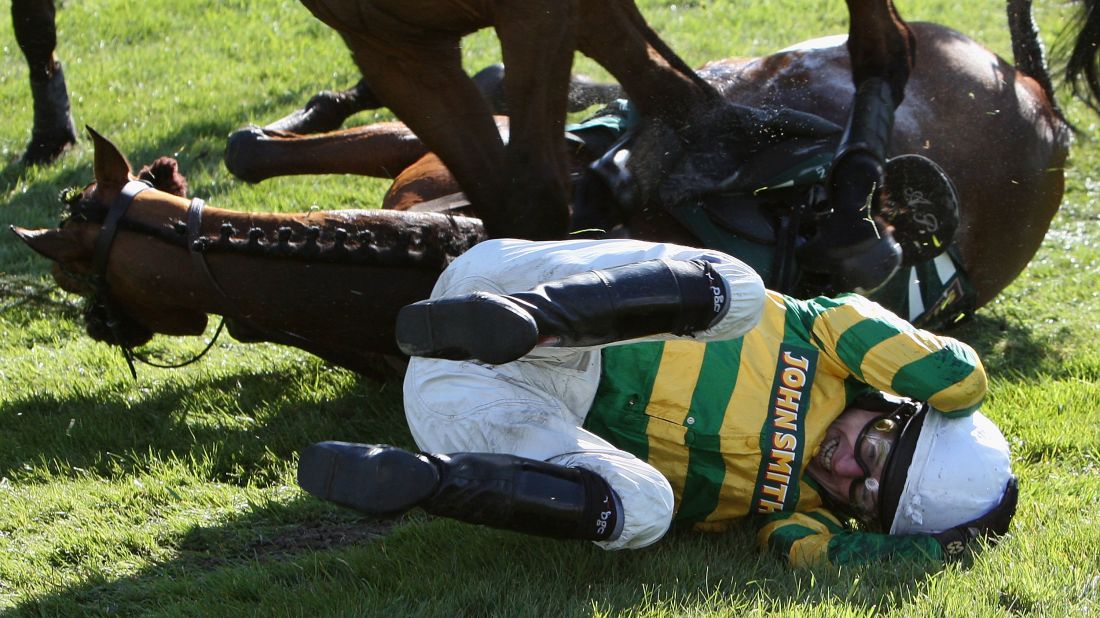 He estimates he has fallen over 1,000 times in all, including on this occasion at the prestigious annual Grand National.