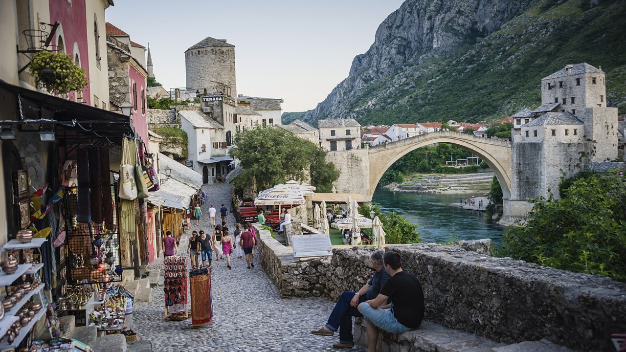 The Old Bridge in Mostar, Bosnia and Herzegovina.