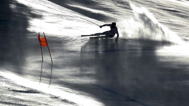 French skier Adrien Theaux competes in the downhill Saturday, February 7, at the Alpine World Ski Championships in Beaver Creek, Colorado.