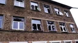 rocket blasts soup kitchen Ukraine