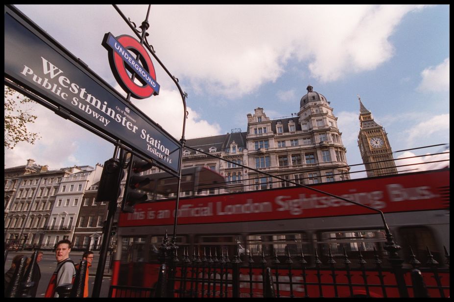 The entrance to Westminster underground station in London. The plush borough is one of the most expensive in the UK capital for buying and renting property.