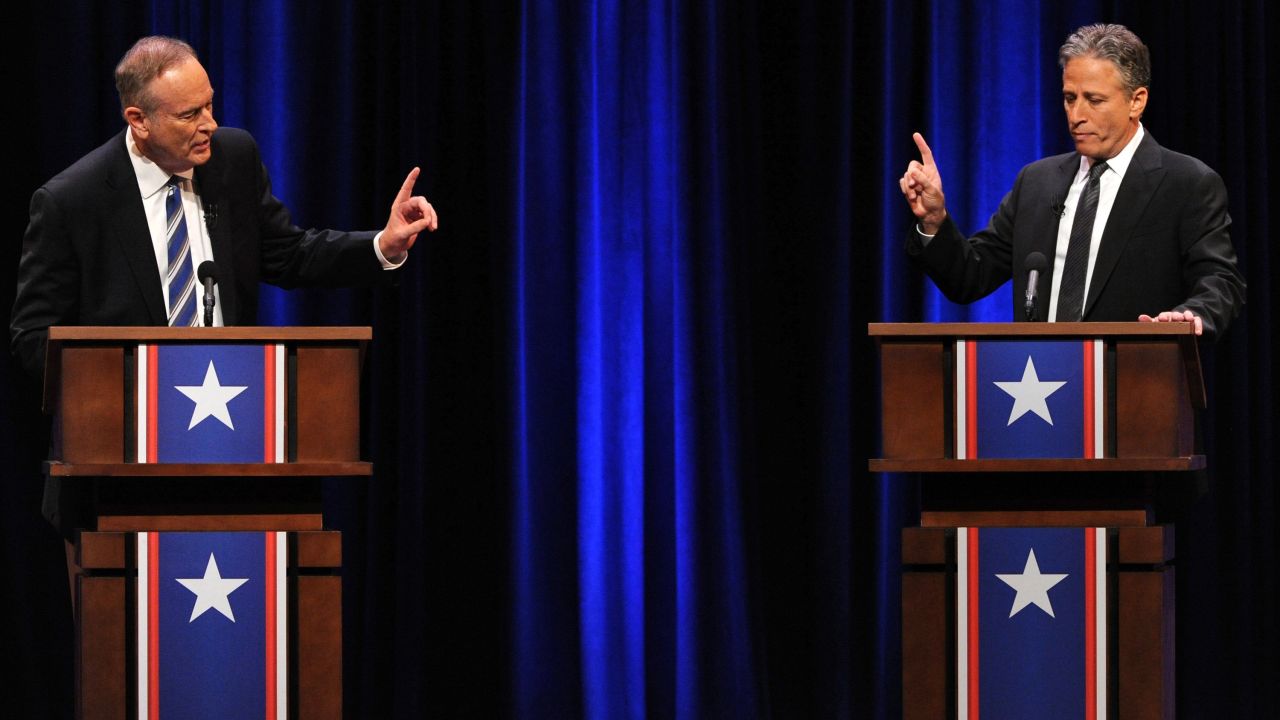 In 2012, Stewart and Fox News' Bill O'Reilly "competed" in a mock debate called the "Rumble in the Air-conditioned Auditorium." Their jousting topics ranged from health care to entitlement spending, from Christmas to government counting of calories. 