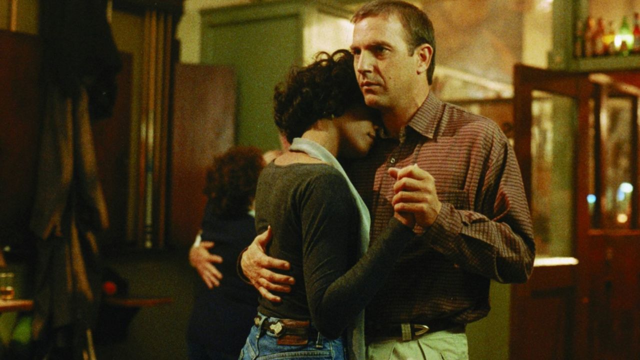 Houston dances with Kevin Costner in a scene from the 1992 film "The Bodyguard."