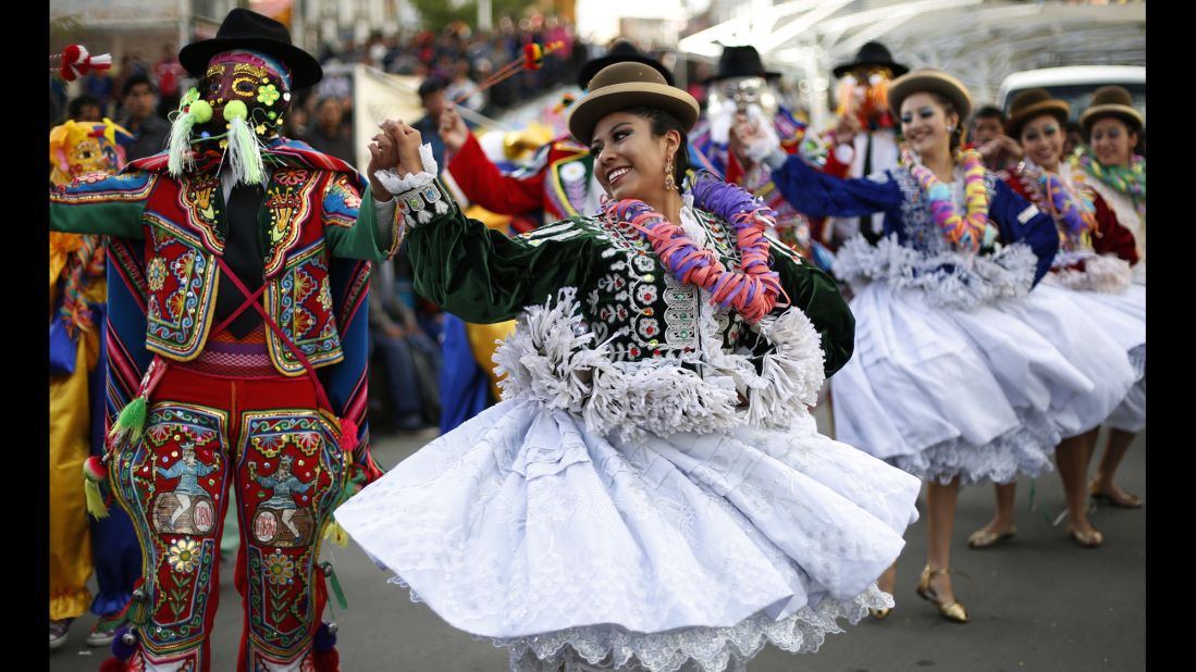 Dancers perform during Carnival in La Paz, Bolivia, on Saturday, February 7.