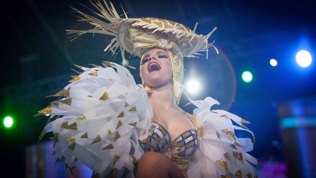 A dancer participates in Carnival celebrations February 7 in Santa Cruz de Tenerife.