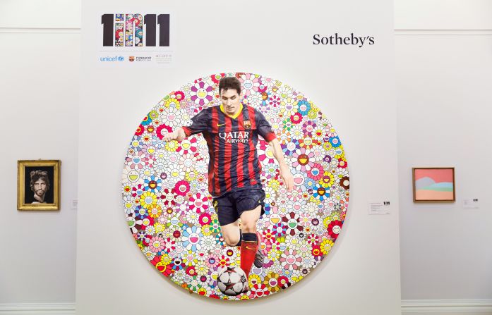 $488,000, how much you would have to pay to hang Lionel Messi in your living room. The Barca star was been painted by Japanese artist Takashi Murakami, with the piece sold as part of an auction aimed at raising money for child education charities.