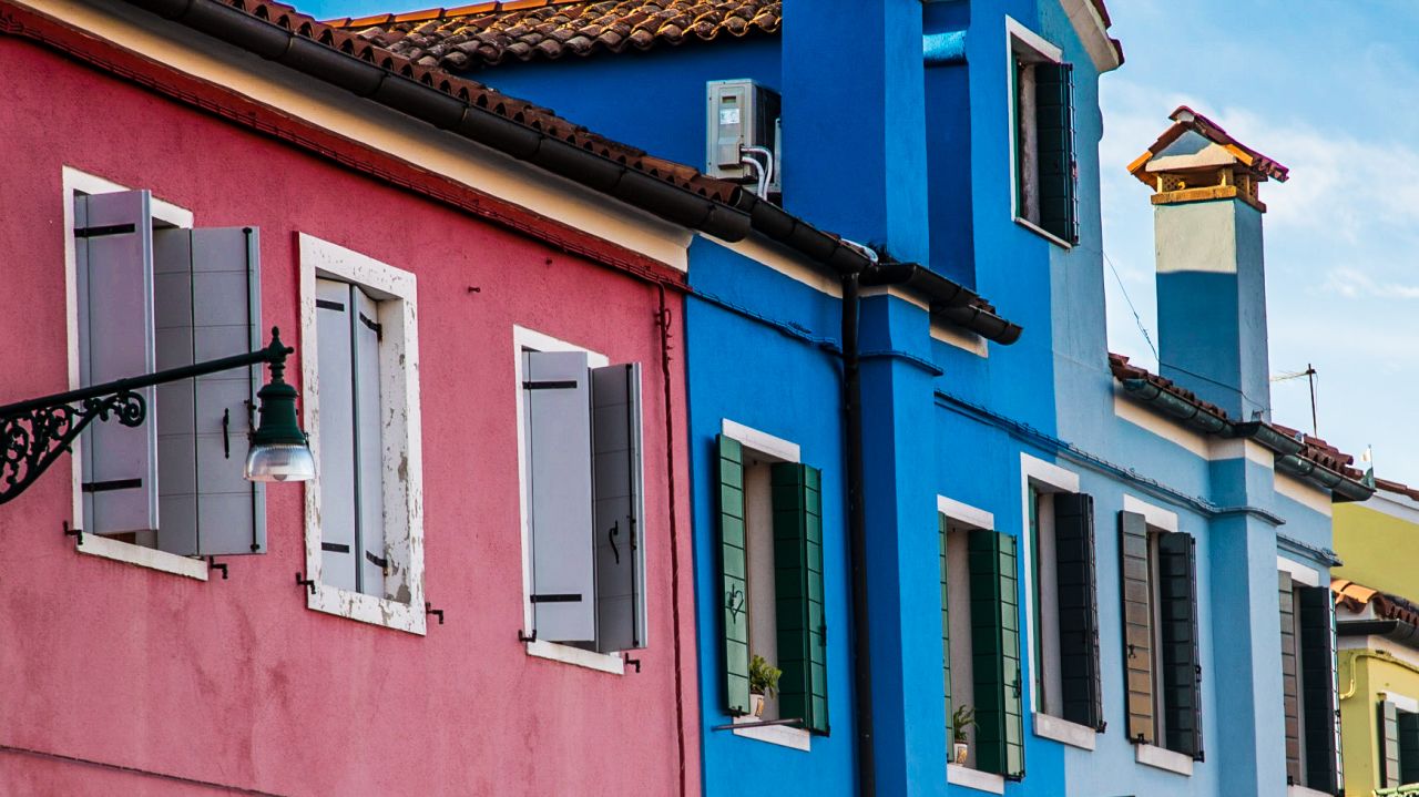 The starkly colorful houses of the Venetian island of Burano.