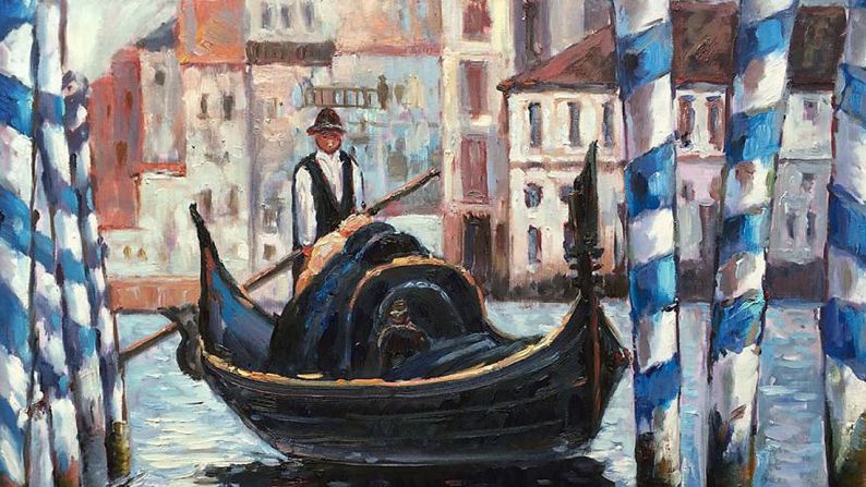 <strong>"The Grand Canal of Venice (Blue Venice)" by Édouard Manet (1875)</strong> Venice is one of the world's most romantic cities. In compelling shades of blue, Manet's painting captures the dreamy feeling of floating down a canal in one of the city's famed gondolas.