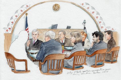 Jury selection in the trial of accused Boston Marathon bomber Dzhokhar Tsarnaev has taken longer than the judge had expected. For several weeks, prospective jurors have each taken a turn in the hot seat, being questioned by U.S. District Judge George A. O'Toole and attorneys for the prosecution and defense, as Tsarnaev, second from right in this court sketch, listened. But this case isn't the longest jury selection ever, by far. Although no one appears to keep official records on such matters, several infamous cases over the years have taken months to pick a jury, and longtime jury consultant Jo-Ellan Dimitrius recalls one jury selection that took the better part of a year. Click through the gallery to learn more: