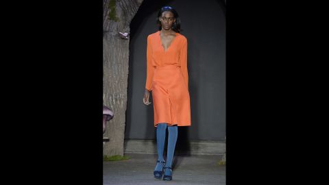  A model displays one of fall's richest hues at the Honor fashion show.