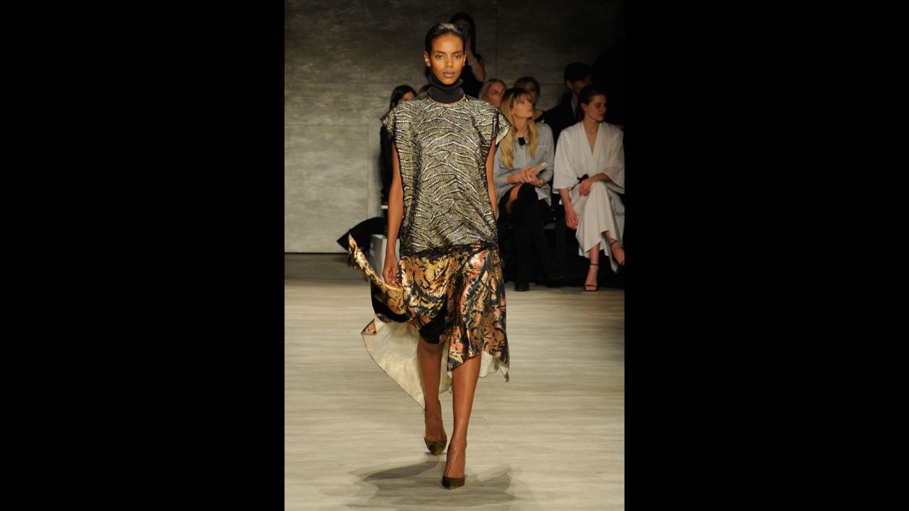Tome's fall collection was punctuated with metallic prints.
