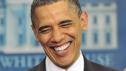 Obama laughs as he makes a statement on his birth certificate in April 2011. Obama said he was bemused over conspiracy theories about his birthplace, and said the media's obsession with the "sideshow" issue was a distraction in a "serious time."