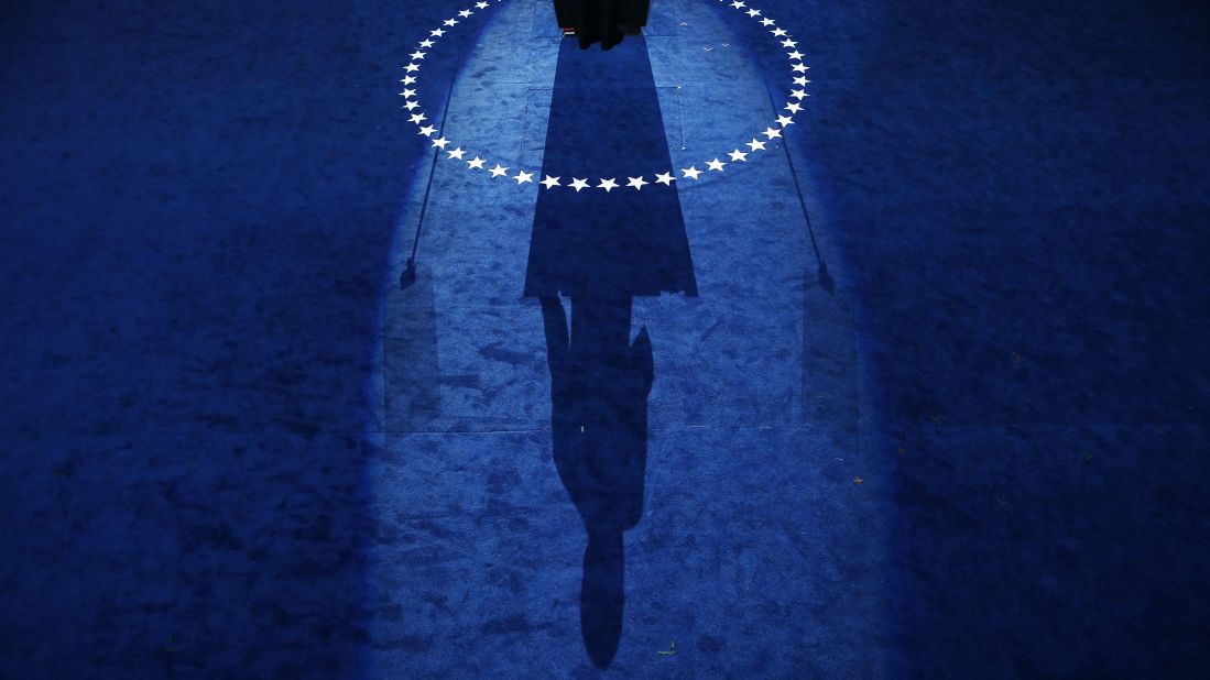 Obama casts a shadow in this picture as he accepts the 2012 Democratic nomination for President during the final day of the Democratic National Convention in September 2012.