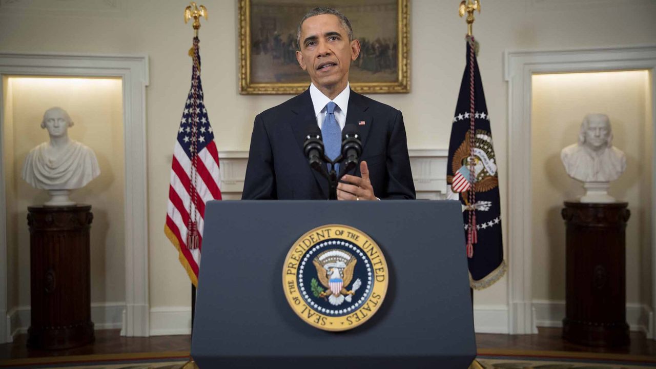 Obama speaks to the nation about normalizing diplomatic relations with Cuba in December 2014. 