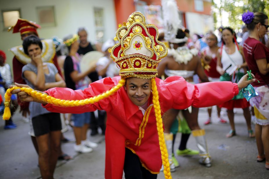 A dancer participates in a Carnival parade in Rio de Janeiro on February 12. 