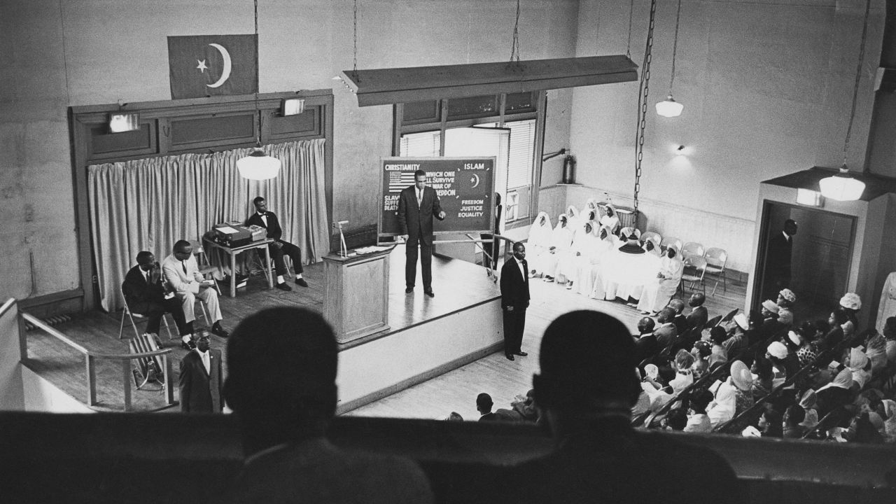 Malcolm X preaches in Harlem in August 1963. He rose quickly within the Nation of Islam. Those who followed him said he was one of the most dynamic speakers they had ever heard.