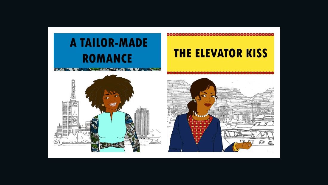 Two titles by Ankara Press: "A Tailor-Made Romance," by Oyindamola Affinnih and "The Elevator Kiss," by Amara Nicole Okolo.