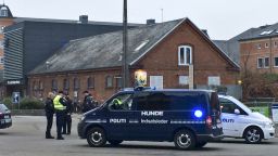 Emergency services gather outside a venue after shots were fired where an event titled "Art, blasphemy and the freedom of expression" was being held in Copenhagen, Saturday, February 14. D
