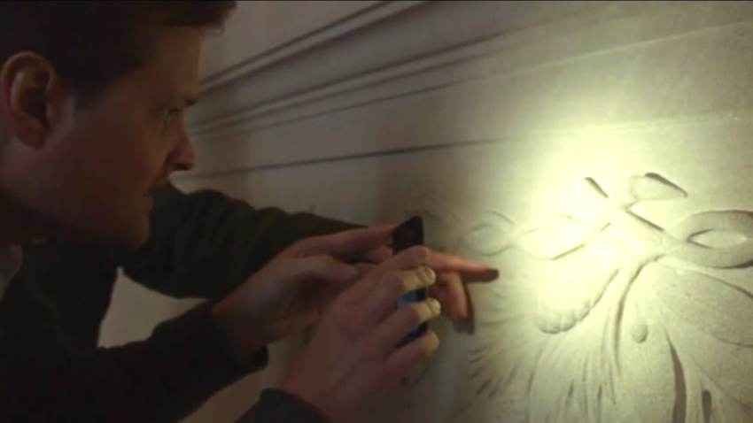 The initials of one of the artists is engraved onto the north wall of the Lincoln Memorial