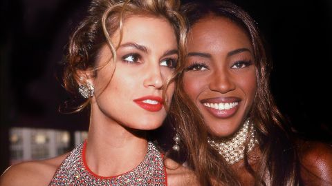 Crawford and fellow modeling superstar Naomi Campbell attend a private party in New York in 1992.