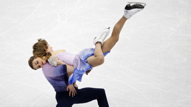 American ice dancers Kaitlin Hawayek and Jean-Luc Baker compete Friday, February 13, at the Four Continents Figure Skating Championships in Seoul, South Korea.