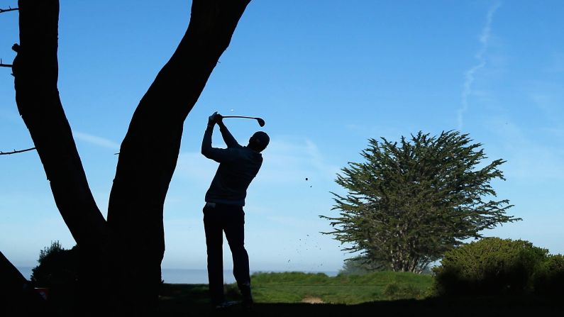Jordan Spieth hits a tee shot Thursday, February 12, during the first round of the AT&T Pebble Beach National Pro-Am. Brandt Snedeker won the annual tournament, which is played on three different courses in Pebble Beach, California.
