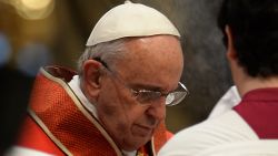 Pope Francis attends the funeral of German cardinal Karl Josef Becker on February 16 at the Vatican.