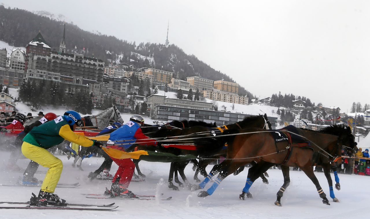 The sport of skijoring has been likened to Ben Hur on snow -- in effect human chariot racing.