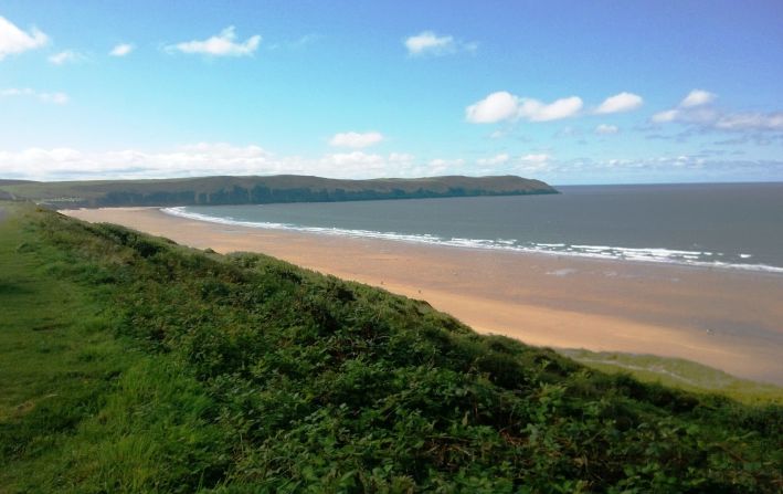The expansive Woolacombe Beach is located along England's Southwest Coast Path.