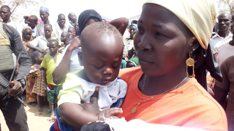 A Nigerian refugee holds her child at the Minawao Refugee Camp in northern Cameroon. She named her son Cameroon, a sort of tribute to the country that has given her a haven.