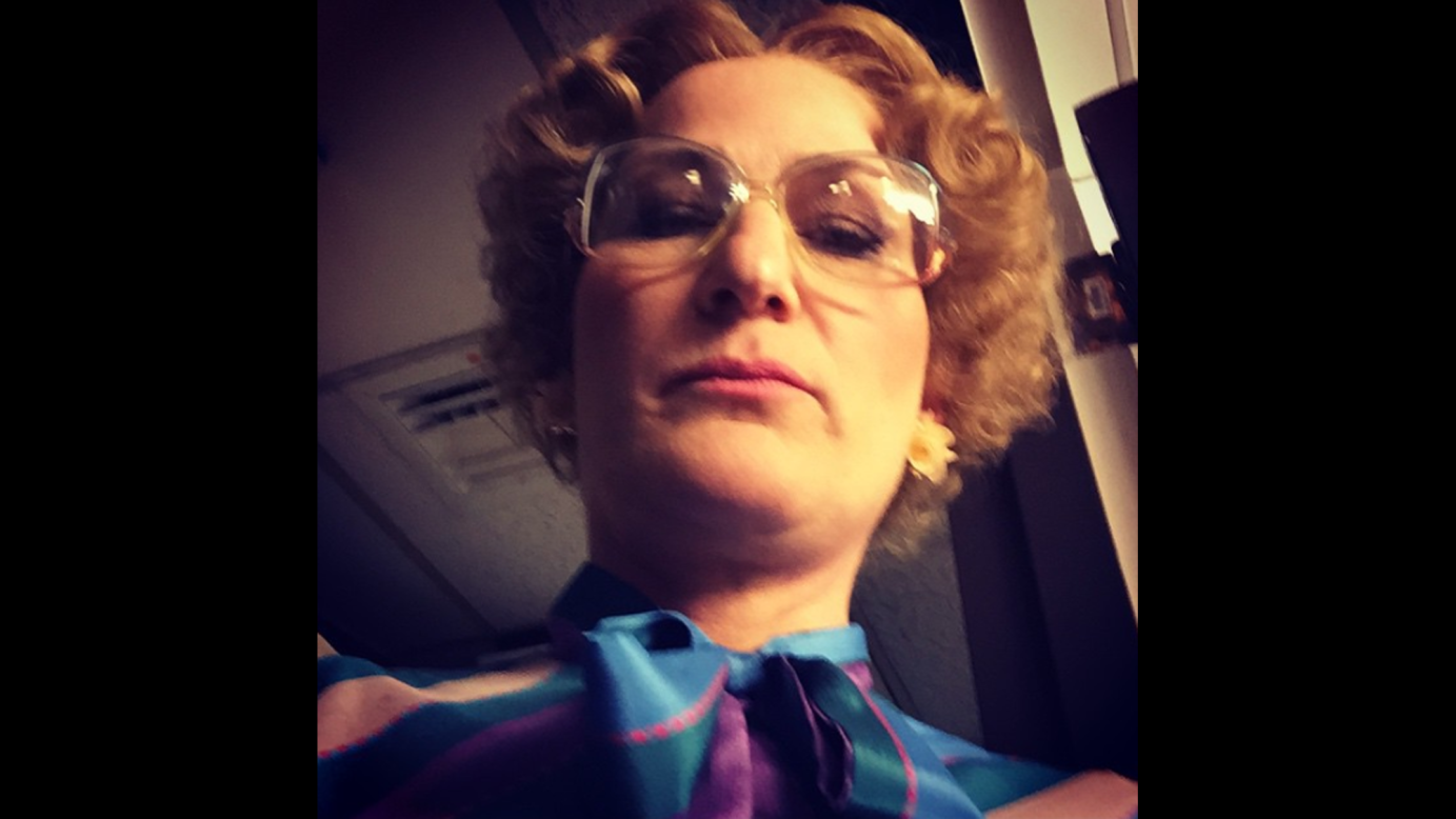 Actress Ana Gasteyer, in costume, posted this <a href="http://instagram.com/p/zLDh_Aoa5R/?modal=true" target="_blank" target="_blank">"accidental #CulpSelfie"</a> to Instagram on Monday, February 16. Gasteyer appeared as one of her classic "Saturday Night Live" characters, the singing high school teacher Bobbi Mohan-Culp, in the show's 40th anniversary special.