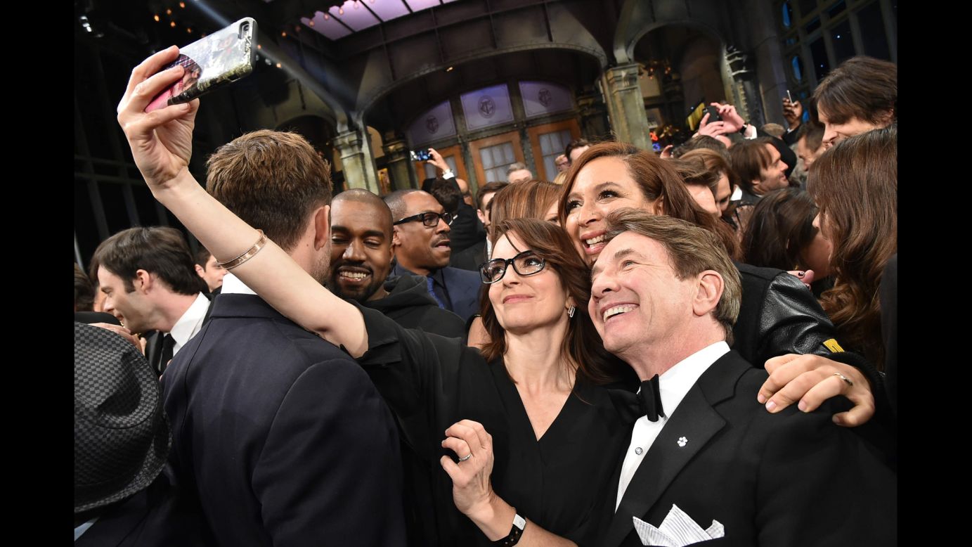Tina Fey takes a selfie with Maya Rudolph and Martin Short as the "Saturday Night Live" alumni gather for the show's 40th anniversary special on Sunday, February 15. 