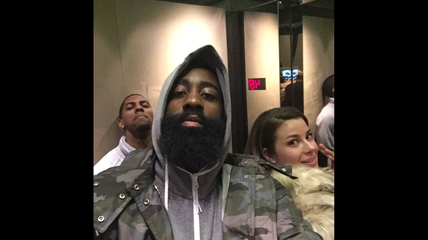 James Harden, an All-Star basketball player with the Houston Rockets, took this selfie while he was stuck in an elevator on Saturday, February 14. "Man I'm so nervous right now!!!" <a href="http://instagram.com/p/zGWGpmtlfP/?modal=true" target="_blank" target="_blank">he wrote on Instagram.</a> "I just hope it doesn't drop." Harden dropped 29 points in the All-Star Game one day later.