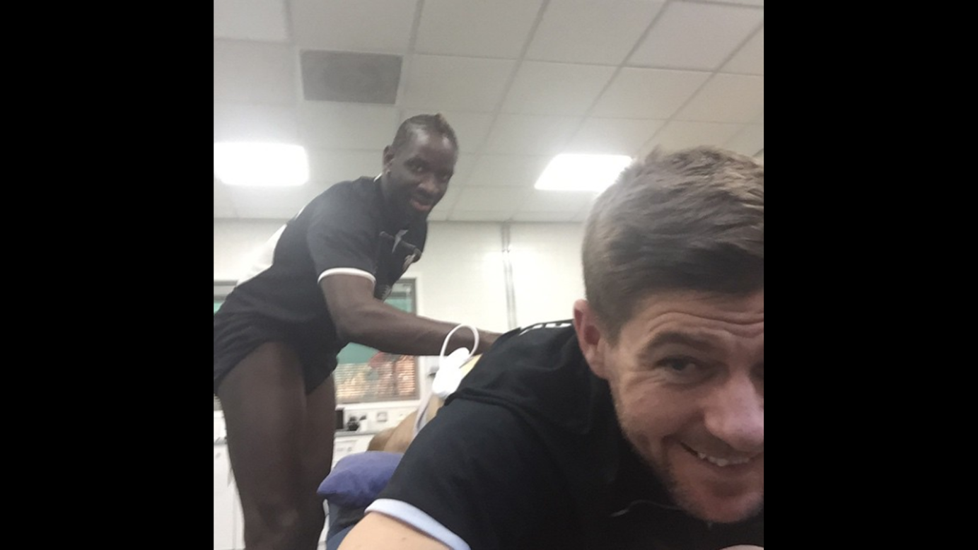English soccer player Steven Gerrard <a href="http://instagram.com/p/zNSnJdnHrq/?modal=true" target="_blank" target="_blank">takes a selfie</a> while lying on the treatment table Tuesday, February 17. "Getting some help with my rehab," the Liverpool captain said, referring to teammate Mamadou Sakho on the left. <a href="http://www.cnn.com/2015/02/11/living/gallery/look-at-me-selfies-0211/index.html" target="_blank">See 26 selfies from last week</a>