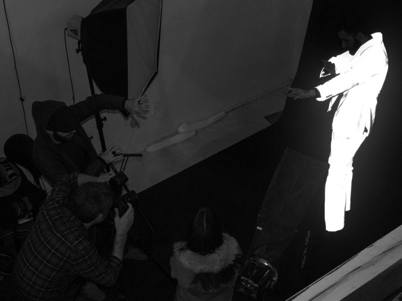 The photographers shooting in Betabrand's photo studio.