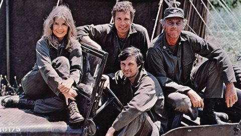 Alan Alda, foreground, with original "M*A*S*H" cast members Loretta Swit, Wayne Rogers and McLean Stevenson.