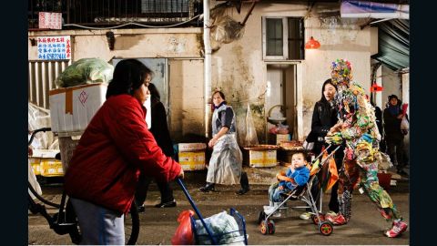 Gregg Segal produced a series of photos called "Detritus" which featured a figure made of garbage.