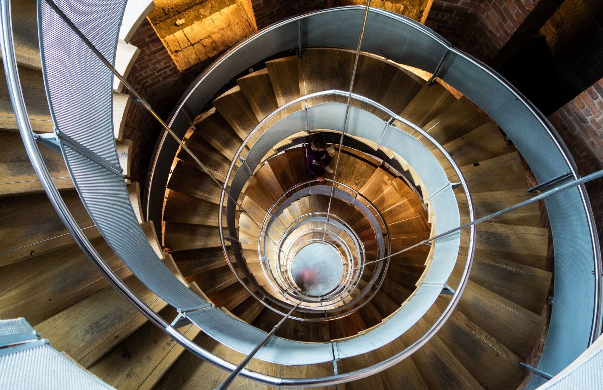Another of Mackintosh's famous constructions. <br />The spiral stairs at the Lighthouse in central Glasgow, formerly known as the Glasgow Herald building and one-time base of the national Scottish newspaper of the same name<br /><br />Mackintosh also designed a building for the Scottish tabloid, the Daily Record in the early 20th century.