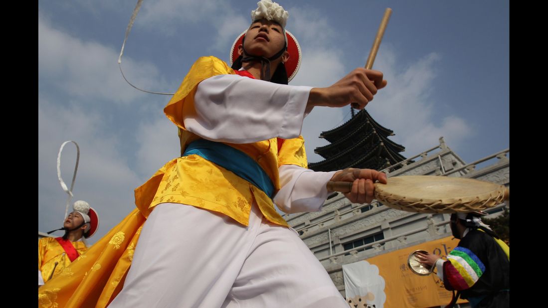 People celebrate the Lunar New Year at the Gyeongbokgung Palace in Seoul, South Korea, on February 19.