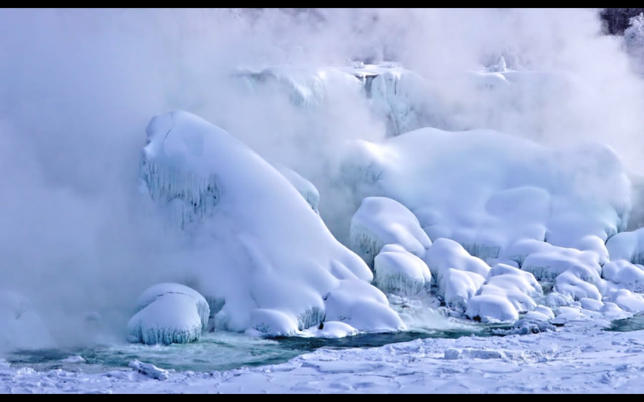 Only after taking a series of photographs did Perry realize the falls were frozen. "It didn't strike me at first when I took this shot," he said. "I thought it looked like teeth, like a monster's smile."