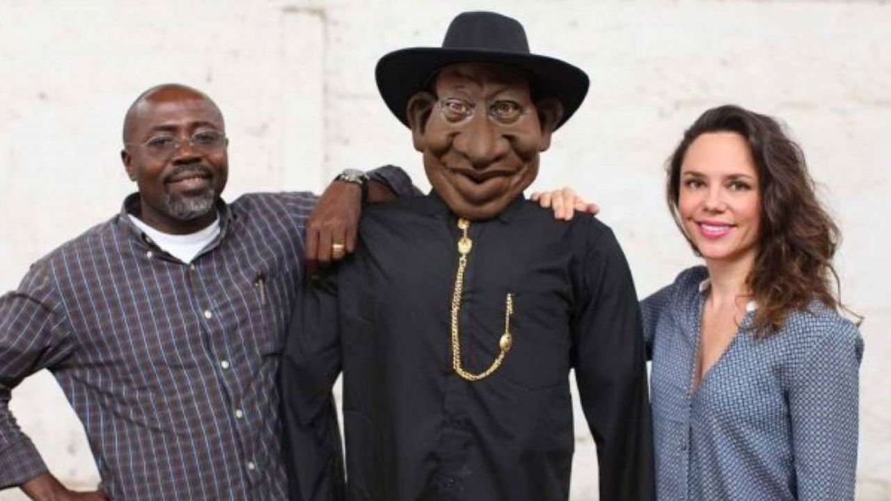 The show's Goodluck Jonathan puppet counterpart is flanked by "Ogas at the top" executive producers Godfrey Mwampembwa aka Gado, and Marie Lora-Mungai. Any personality in contemporary Nigerian society could be a target for this insanely popular satirical puppet show. 
