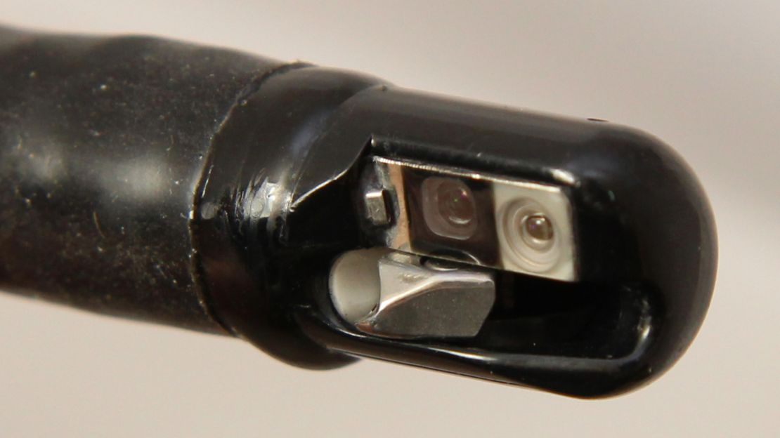 Close-up view of an ERCP endoscope tip