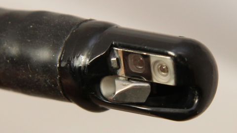 Close-up view of an ERCP endoscope tip