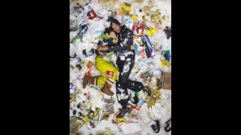 Art and Sean pose in "7 Days of Garbage" for photographer Gregg Segal.