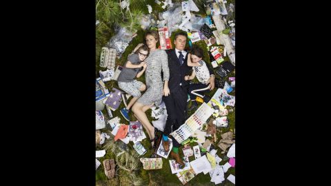 Celebrity wardrobe stylist Miles Siggins and his family had the most stylish garbage display in their "7 Days of Garbage" photo.
