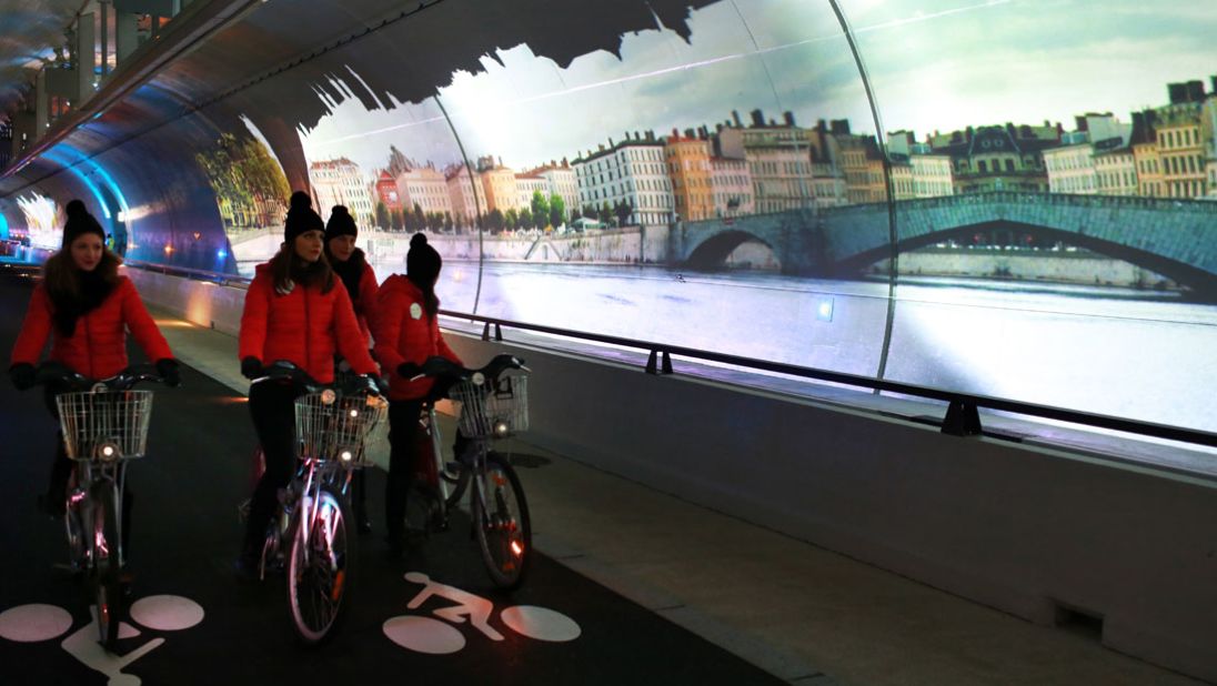 Lyon, France's second city, has its own bike share scheme "Velo'v" to rival the "Velib" system of its big sister Paris. But Paris does not have Lyon's "Le Tube" - a 2km car-free route that doubles as a continuous art installation with projected images.
