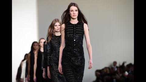 Models walk in Calvin Klein's mod yet minimalist collection.