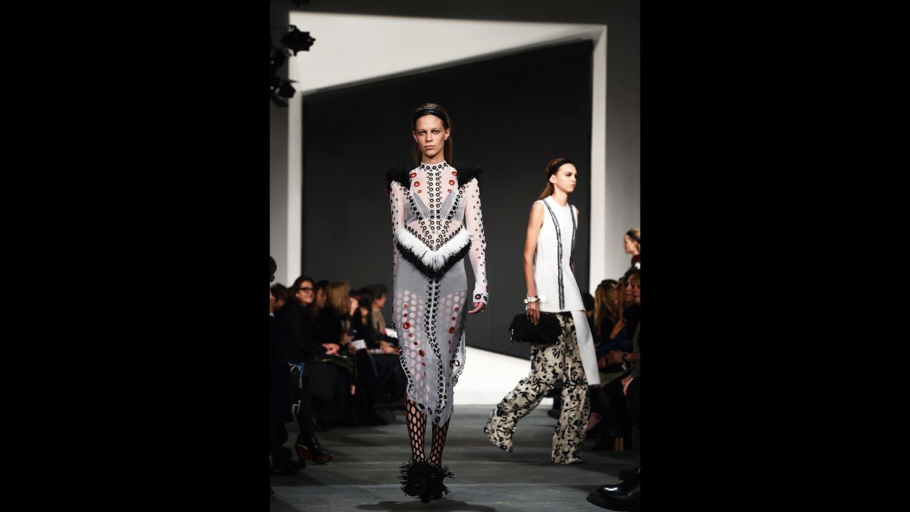 Models Lexi Boling and <a href="http://www.cnn.com/2015/02/16/living/feat-molly-bair-model-nyfw/">Molly Bair</a> walk for Proenza Schouler's experimental collection.