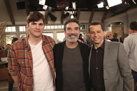 Ashton Kutcher, from left, creator/executive producer Chuck Lorre and Jon Cryer all appeared in what many have called a downright bizarre series finale of "Two and a Half Men." Some fans were unhappy that Charlie Sheen did not make an appearance. 